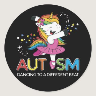 Unicorn Autism Mom Dancing To A Different Beat Classic Round Sticker