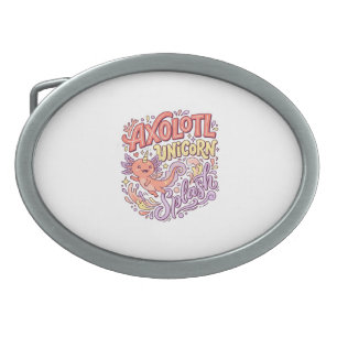 Unicorn Axolotl Unicorn Splash Whimsical White Bac Belt Buckle