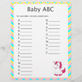Unicorn Baby ABC Baby Shower Game (Front)