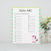 Unicorn Baby ABC Baby Shower Game (Standing Front)