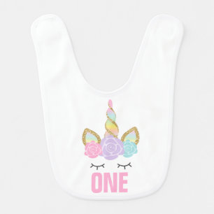 Unicorn Baby Bib Pink Gold Birthday Baby Bib
