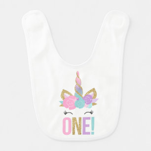 Unicorn Baby Bib Pink Gold Birthday Baby Bib