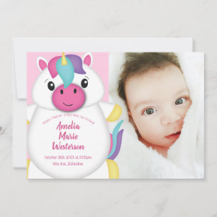 Unicorn Baby Birth Announcement Photo