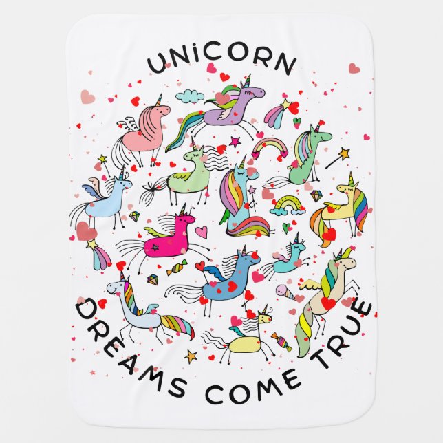  Unicorn Baby Blanket (Front)