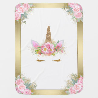 Unicorn Baby Blanket Pink Gold
