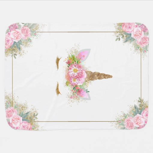 Unicorn Baby Blanket Pink Gold Baby Blanket Zazzle