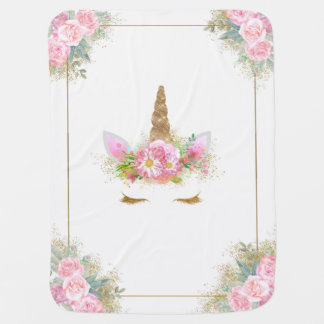 Unicorn Baby Blanket Pink Gold Baby Blanket