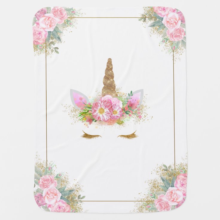 Unicorn Baby Blanket Pink Gold Baby Blanket Zazzle