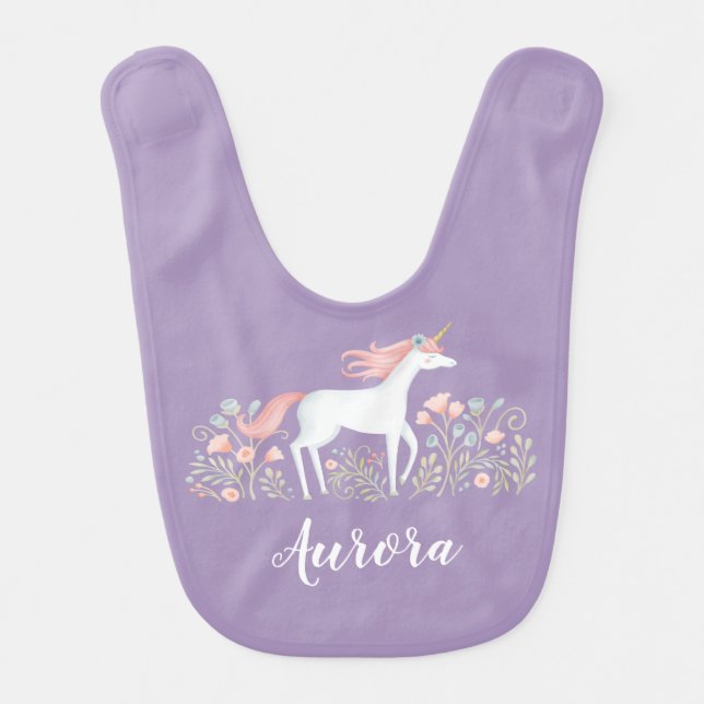 Unicorn Baby Girl Bib (Front)