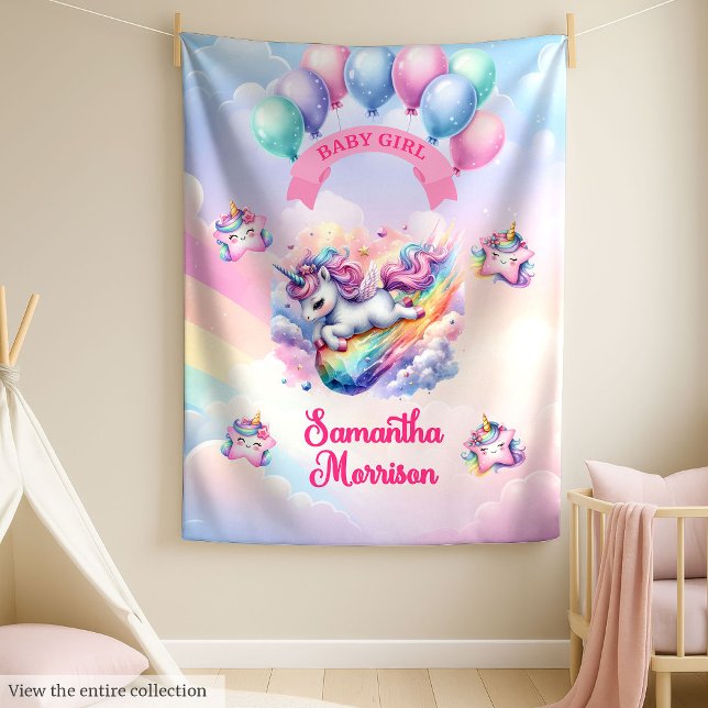 Unicorn Baby Girl Blanket Custom Rainbow Clouds (Unicorn Baby Girl Blanket Custom Rainbow Clouds)