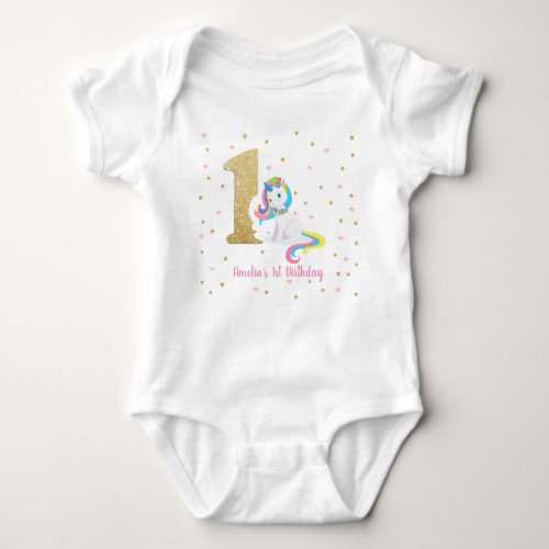 Unicorn Baby Girl Bodysuit One Piece 1st Birthday