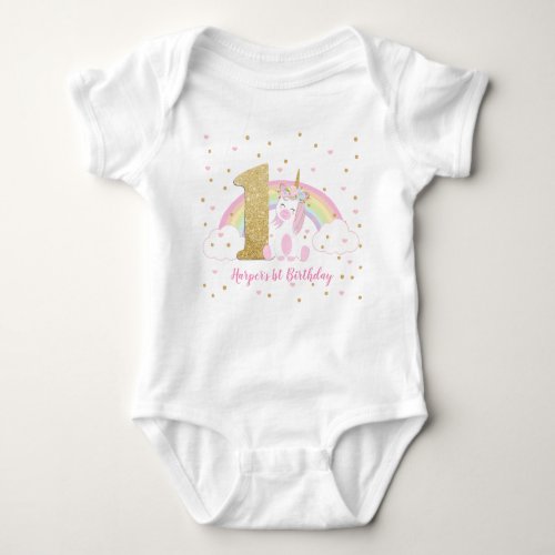 Unicorn Baby Girl Bodysuit One Piece 1st Birthday