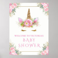 Unicorn Baby Girl Shower Welcome Sign