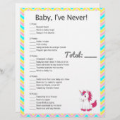 Unicorn Baby, I've Never! Baby Shower Game (Front/Back)