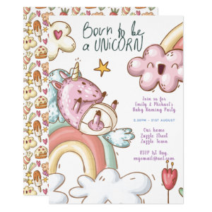Unicorn Baby Naming Party - Boy Girl Gender Reveal Invitation