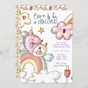 Unicorn Baby Naming Party - Boy Girl Gender Reveal Invitation