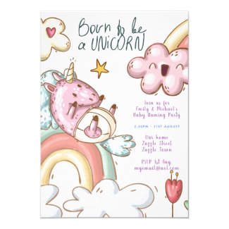 Unicorn Baby Naming Party - Boy Girl Gender Reveal Invitation
