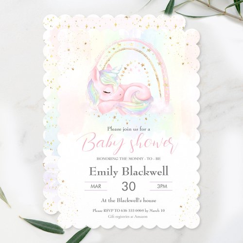 Unicorn baby shower baby girl shower invitation