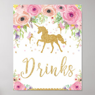 Unicorn Baby Shower Birthday Drinks Sign Fairy