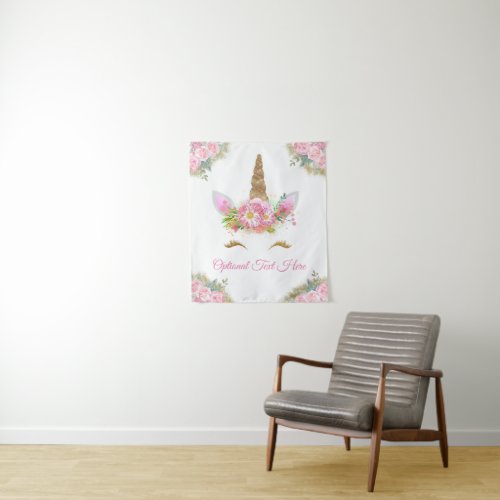 Unicorn Baby Shower Birthday Party Banner Wall Art Tapestry
