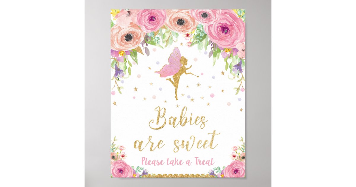 Unicorn Baby Shower Birthday Treat Favors Fairy Poster | Zazzle
