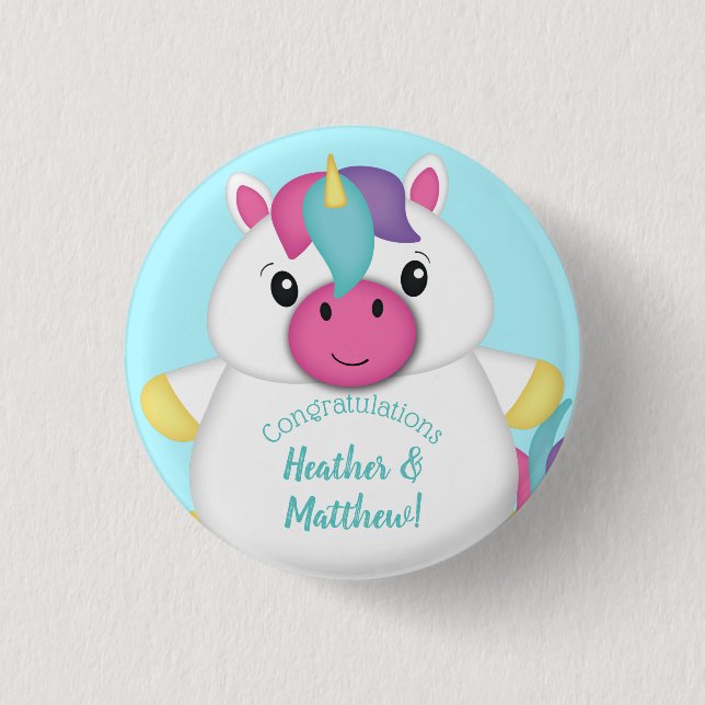 Unicorn Baby Shower Button (Front)
