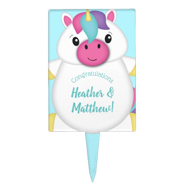 Unicorn Baby Shower Cake Topper (Front)