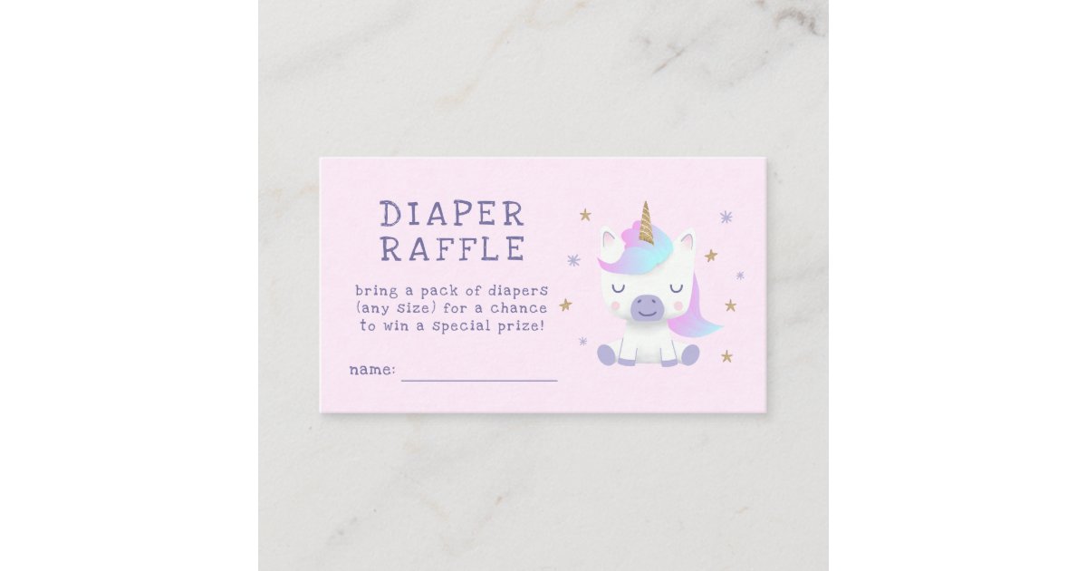 Unicorn Baby Shower Diaper Raffle Ticket Enclosure Card Zazzle