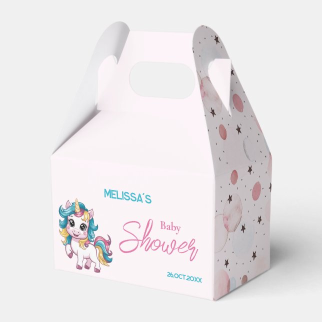 Unicorn Baby Shower Favor Box (Front Side)