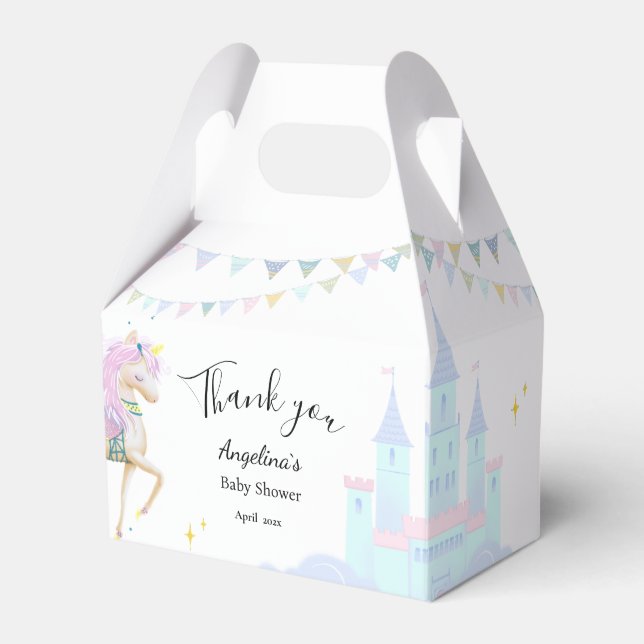 Unicorn Baby Shower Favor Box. Boxes (Front Side)