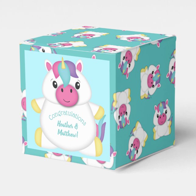 Unicorn Baby Shower Favor Boxes (Front Side)