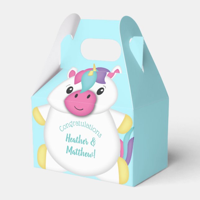 Unicorn Baby Shower Favor Boxes (Front Side)
