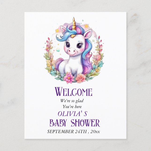 Unicorn baby shower  flyer (Front)