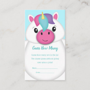 Unicorn Baby Shower Game Guess How Many Enclosure Card