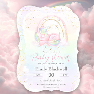 Unicorn baby shower girl baby shower invitation