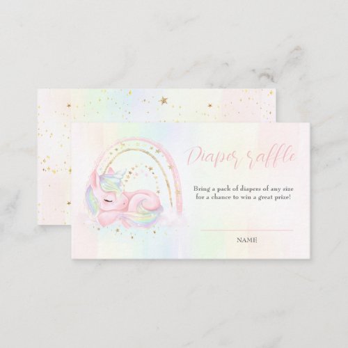 Unicorn Baby Shower Girl Diaper Raffle Card