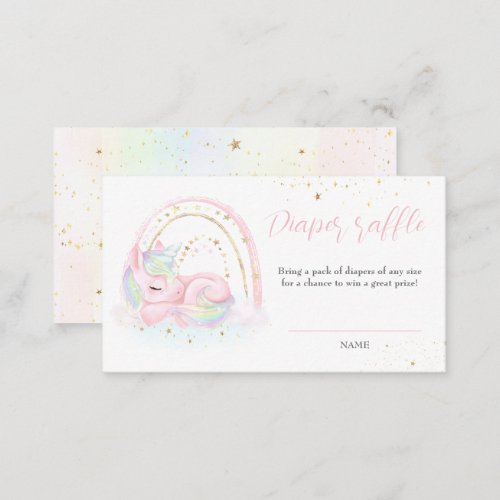 Unicorn Baby Shower Girl Diaper Raffle Card