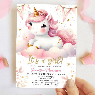 Unicorn Baby Shower Girl Pink Magical Unicorn Invitation