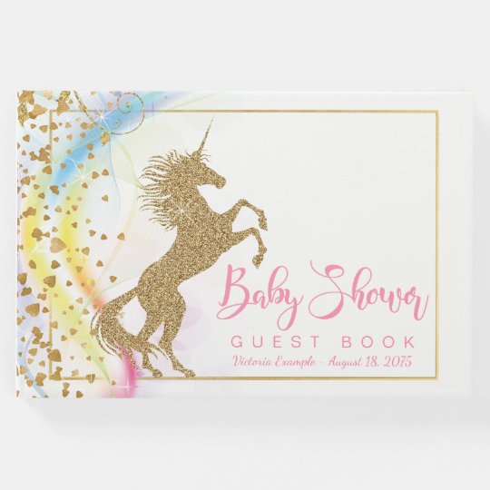 Unicorn Baby Shower Guest Book Zazzle Com