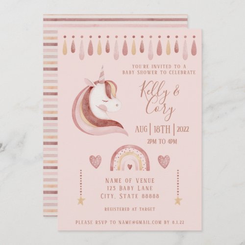 Unicorn Baby Shower Invitation