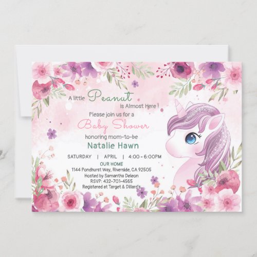 Unicorn baby shower invitation