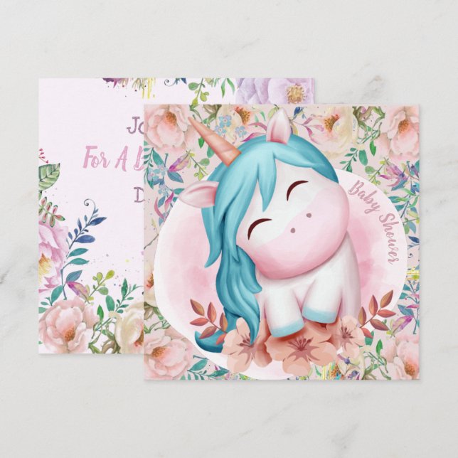 Unicorn Baby Shower Invitation (Front/Back)