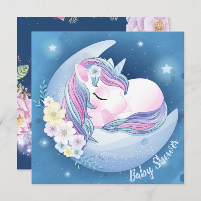 Unicorn Baby Shower Invitation (Front/Back)
