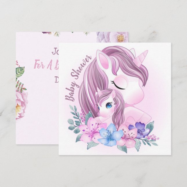 Unicorn Baby Shower Invitation (Front/Back)
