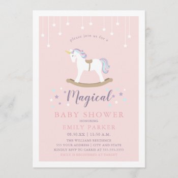 Unicorn Baby Shower Invitation by Whimzy_Designs at Zazzle