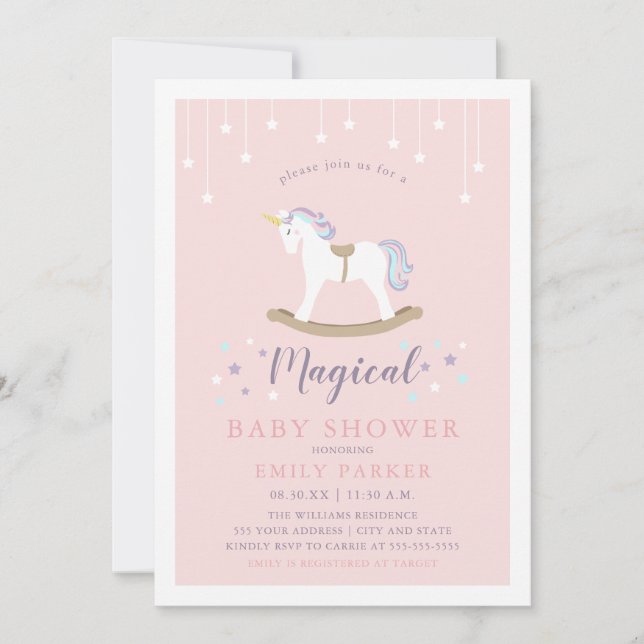 Unicorn Baby Shower Invitation (Front)