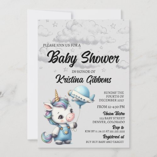 Unicorn Baby Shower Invitation