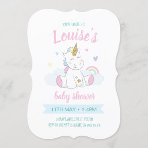 Unicorn baby shower Invitation, cute unicorn Invitation