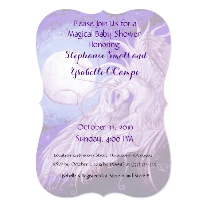 Unicorn Baby Shower Invitation Moon Purple Horse