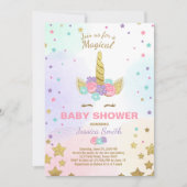 Unicorn Baby Shower Invitation Pink Gold Magical (Front)
